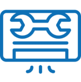 Air conditioner repair icon with wrench.